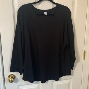 Old Navy xxl black ribbed 3/4 sleeve thermal top PTP 27” length 27”